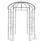 VEVOR Birdcage Shape Garden Arbor, 9\' High x 6.6\' Wide, Heavy Duty Wrought Iron Arbor, Wedding Arch Trellis for Climbing Vines in Outdoor Garden, Lawn, Backyard, Patio, Black