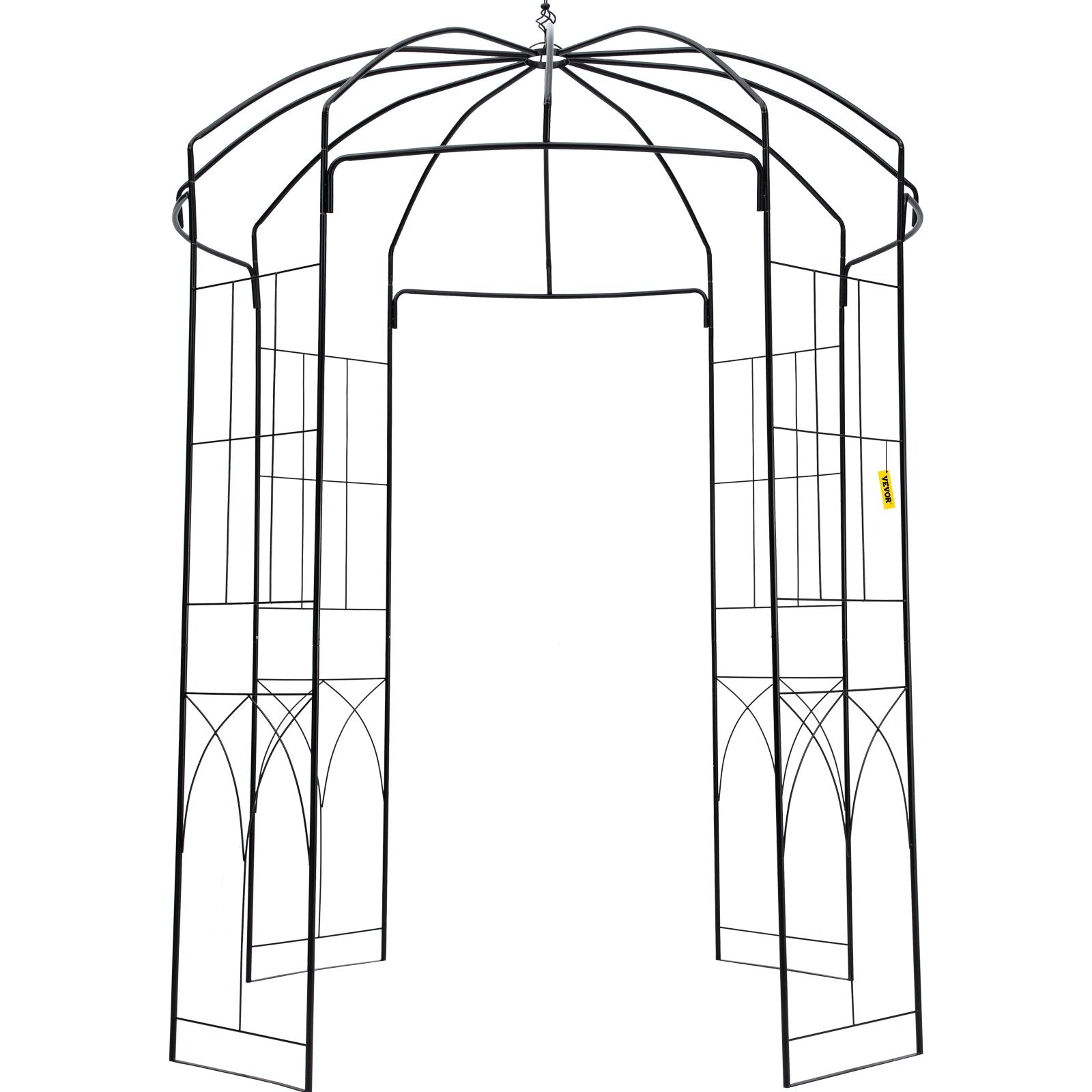 VEVOR Birdcage Shape Garden Arbor, 9\' High x 6.6\' Wide, Heavy Duty Wrought Iron Arbor, Wedding Arch Trellis for Climbing Vines in Outdoor Garden, Lawn, Backyard, Patio, Black