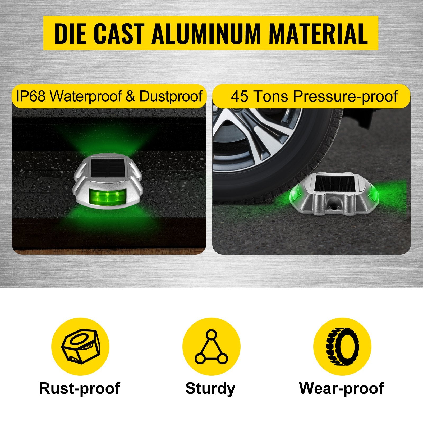 VEVOR 8-Pack Solar Driveway Light LED Road Markers Green for Garden Pathway