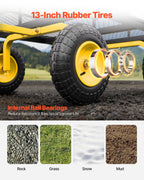 VEVOR 1400 Lbs Steel Garden Cart, Heavy Duty Pullable Garden Wagon Yard Cart, 2 in 1 Outdoor Metal Utility Wagon Yard Trailer with 13" All Terrain Tires, Mesh Removable Sides and 180°Rotating Handle