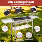 Grillz Portable BBQ Grill w/ Stainless Steel Racks & Pans for Outdoor