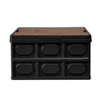Gardeon Collapsible Outdoor Storage Box 50L Stackable Folding Camping Organizer Plywood Lid Black