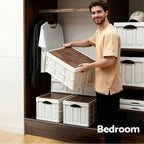 Gardeon Collapsible Outdoor Storage Box 50L Stackable Folding Camping Organizer Plywood Lid Beige