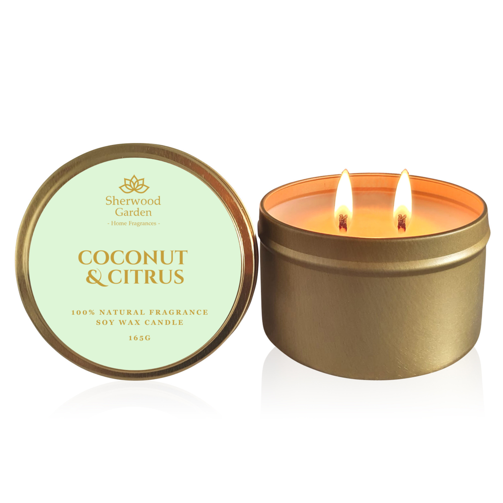 Coconut & Citrus 100% Natural Fragrance Soy Candle Tin 165g